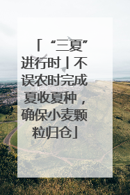 “三夏”进行时丨不误农时完成夏收夏种，确保小麦颗粒归仓