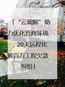 “云调解”助力优化营商环境，20天远程化解百万工程欠款纠纷