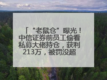 “老鼠仓”曝光！中信证券前员工偷看私募大佬持仓，获利213万，被罚没超426万