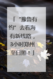 “豫鲁有约”去看海有新线路，3小时郑州至日照！