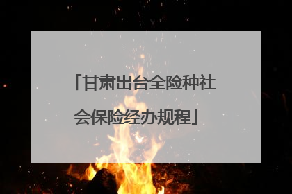 甘肃出台全险种社会保险经办规程