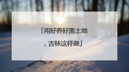 用好养好黑土地，吉林这样做