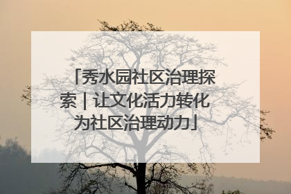 秀水园社区治理探索｜让文化活力转化为社区治理动力