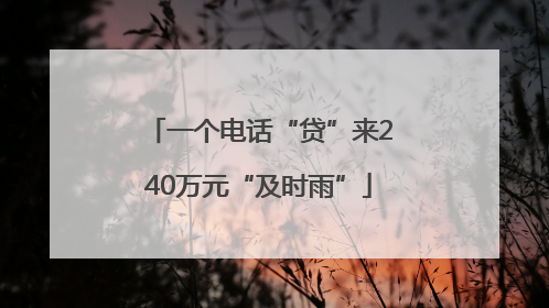 一个电话“贷”来240万元“及时雨”