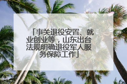 事关退役安置、就业创业等，山东出台法规明确退役军人服务保障工作