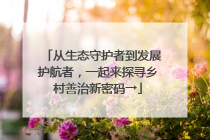 从生态守护者到发展护航者，一起来探寻乡村善治新密码→
