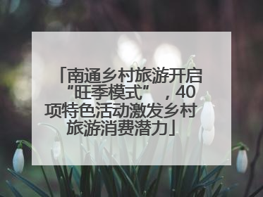 南通乡村旅游开启“旺季模式”，40项特色活动激发乡村旅游消费潜力