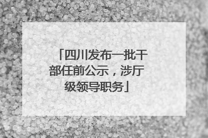 四川发布一批干部任前公示，涉厅级领导职务