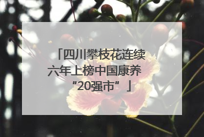 四川攀枝花连续六年上榜中国康养“20强市”