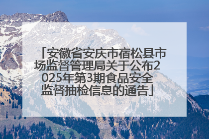 安徽省安庆市宿松县市场监督管理局关于公布2025年第3期食品安全监督抽检信息的通告