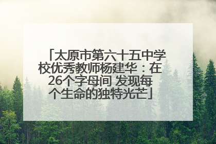 太原市第六十五中学校优秀教师杨建华：在26个字母间 发现每个生命的独特光芒