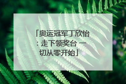 奥运冠军丁欣怡：走下领奖台 一切从零开始