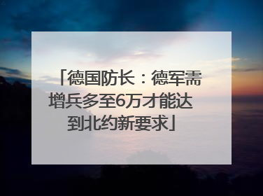 德国防长：德军需增兵多至6万才能达到北约新要求