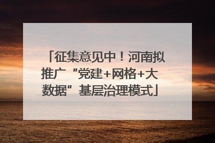 征集意见中！河南拟推广“党建+网格+大数据”基层治理模式