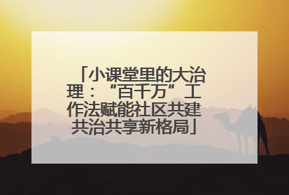 小课堂里的大治理：“百千万”工作法赋能社区共建共治共享新格局