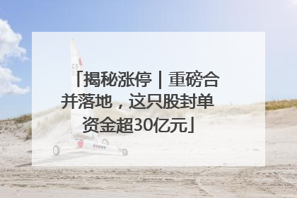 揭秘涨停｜重磅合并落地，这只股封单资金超30亿元
