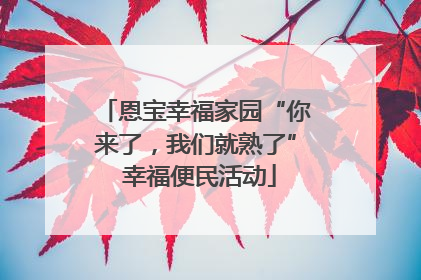 恩宝幸福家园“你来了，我们就熟了” 幸福便民活动