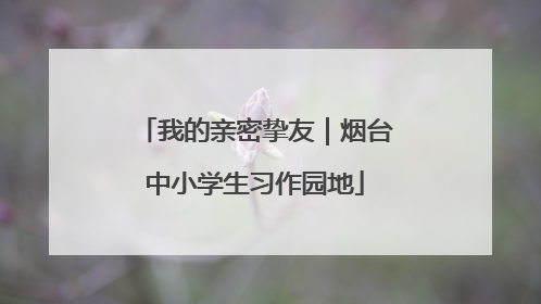 我的亲密挚友｜烟台中小学生习作园地