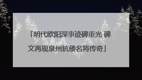 明代欧阳深事迹碑重光 碑文再现泉州抗倭名将传奇