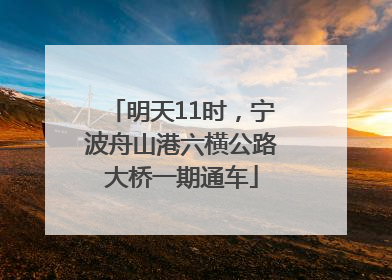 明天11时，宁波舟山港六横公路大桥一期通车