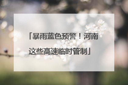 暴雨蓝色预警！河南这些高速临时管制