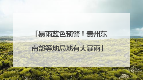暴雨蓝色预警！贵州东南部等地局地有大暴雨