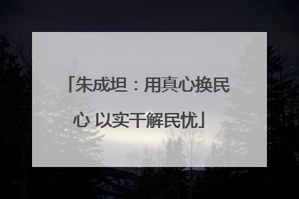 朱成坦：用真心换民心 以实干解民忧