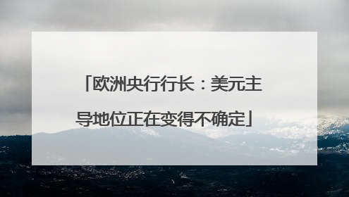 欧洲央行行长：美元主导地位正在变得不确定