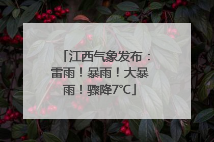 江西气象发布：雷雨！暴雨！大暴雨！骤降7℃