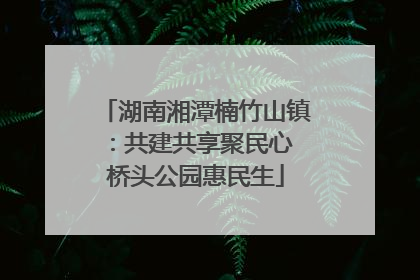 湖南湘潭楠竹山镇：共建共享聚民心 桥头公园惠民生