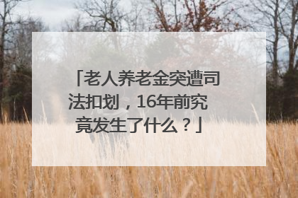 老人养老金突遭司法扣划，16年前究竟发生了什么？