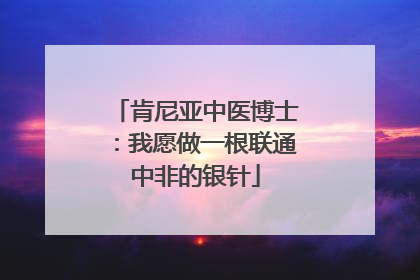 肯尼亚中医博士：我愿做一根联通中非的银针