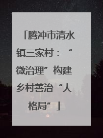 腾冲市清水镇三家村：“微治理”构建乡村善治“大格局”