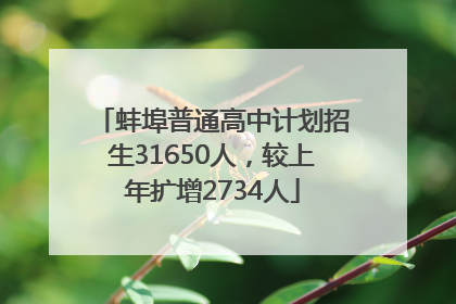 蚌埠普通高中计划招生31650人，较上年扩增2734人