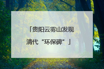 贵阳云雾山发现清代“环保碑”