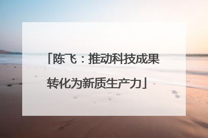 陈飞：推动科技成果转化为新质生产力