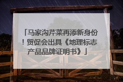 马家沟芹菜再添新身份！贸促会出具《地理标志产品品牌证明书》