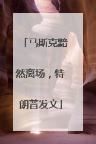 马斯克黯然离场，特朗普发文